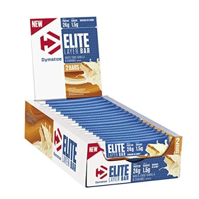 Afbeelding van Dymatize Elite Layer Bar 18repen White Choco Vanilla &amp; Caramel