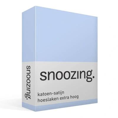 Afbeelding van Snoozing Katoen satijn Hoeslaken Extra Hoog Eenpersoons 80x200 cm Hemel