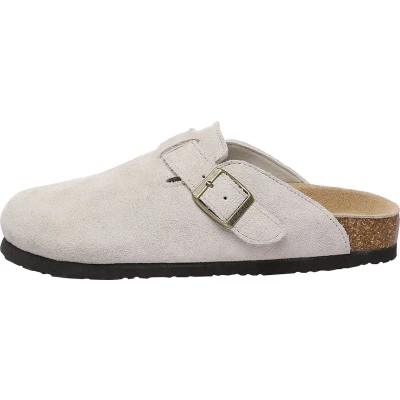 Afbeelding van EVER AU Dames Pintail Leren Comfort Klomp Sandalen Taupe Suede Maat 42