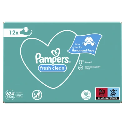 Afbeelding van Pampers Fresh Clean Billendoekjes 624 doekjes 12 x 52