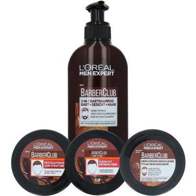 Afbeelding van L&#039;Oréal Men Expert BarberClub Set Styling Cream Defining Fiber Sculpting Paste Shampoo 75 200 ml