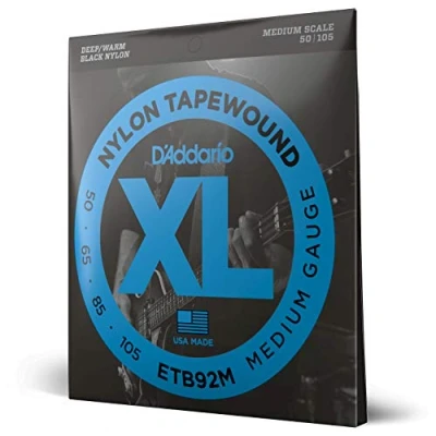 Afbeelding van D&#039;Addario 4er Bass XL Tapewound 50 105 Medium Scale, Nylon, ETB92M Snarenset voor 4 string basgitaar