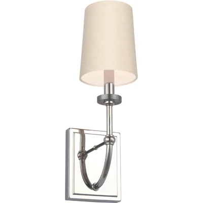 Afbeelding van Feiss LED Wandlamp Felixstowe 3W 3000K 300Lm 830 IP44 Dimbaar Polished Chrome, Scallop Faux Silk Shade