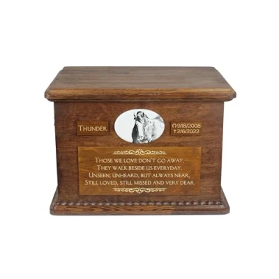 Afbeelding van Art Dog Grote Urn voor Paardenas Handgemaakt Gedenkteken met Foto Aangepaste Paardenurn Messing Handvatten en Keramische Plaat 15,7x11,8x11 Clydesdale