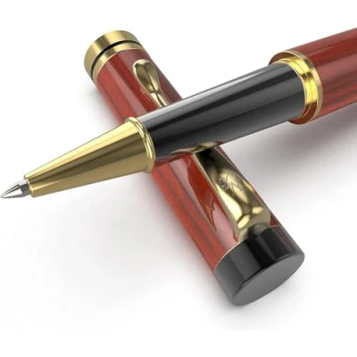 Afbeelding van Wordsworth &amp; Black Luxe houten bamboe rollerbalpen set, navulbare pen, geschenkdoos; dagboek, kalligrafie, tekenen, gladde schrijfpennen [palissander]