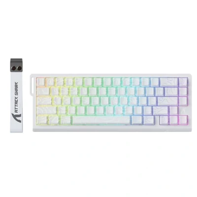 Afbeelding van ATTACK SHARK X68 HE 8000Hz Rapid Trigger toetsenbord, 0,01 mm RT nauwkeurigheid, bekabeld RGB 60% gaming toetsenbord met magnetische schakelaars, instelbare bediening, snap tap, voor pc/Mac, witte