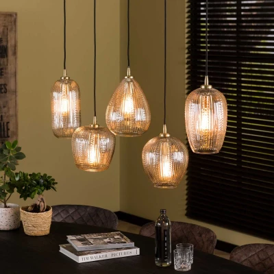 Afbeelding van Fraaai Elke hanglamp 5L diamond grain mix Glas