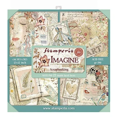Afbeelding van STAMPERIA SBBXL04 papierblok 22 vellen 30.5 x (12&quot; 12&quot;) dubbelzijdig Imagine, meerkleurig