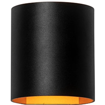 Afbeelding van QAZQA Moderne wandlamp zwart met messing Sabbio
