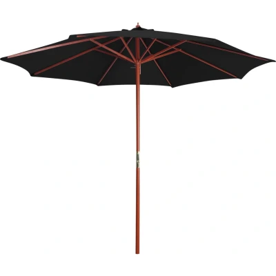 Afbeelding van Parasol met houten paal 300x258 cm zwart