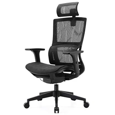 Afbeelding van SIHOO bureaustoel ergonomische stoel verstelbare fauteuil, mesh met hoofdsteun, lendensteun en armleuningen, 150 kg capaciteit (zwart)