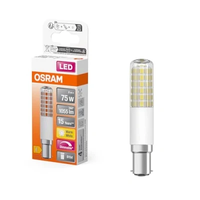Afbeelding van OSRAM LED T Slim slanke meerkleurige lamp van kunststof met B15d voet, vorm, 8 W / 1055 lm, helder, warm wit licht 2700 K, dimbaar, 18 mm diameter, CRI 80.