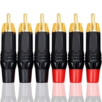 Afbeelding van Greluma 6 stuks RCA stekkers, audio phono vergulde soldeer stekkers,RCA aansluiting kabelconnector