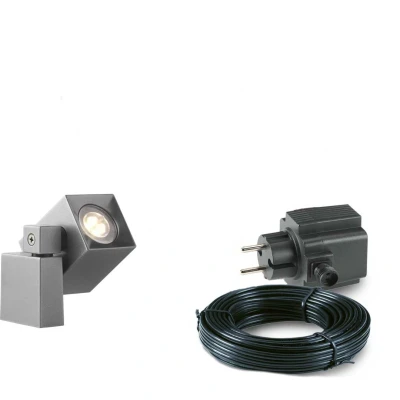 Afbeelding van 1x LED wand spot 2 Watt 12V Grijs complete set