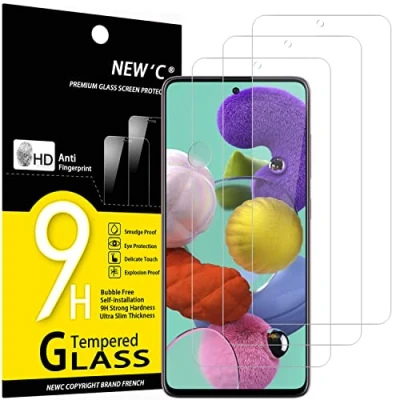 Afbeelding van NEW&#039;C 3 Stuks, Screen Protector voor Samsung Galaxy A51, Gehard Glass Schermbeschermer Film 0.33 mm ultra transparant, resistent