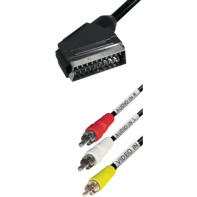 Afbeelding van Scart UIT (m) Composiet 3RCA kabel / zwart 2 meter