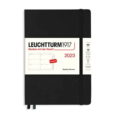 Afbeelding van Leuchtturm1917 agenda 2023 weekplanner 12 maanden a5 14,5 x 21 cm hardcover zwart