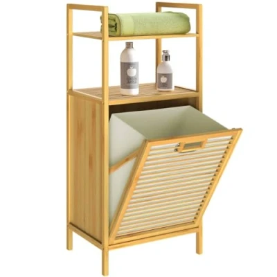 Afbeelding van Casaria Badkamerrek met Wasmand 43l 40x30x95cm Bruin