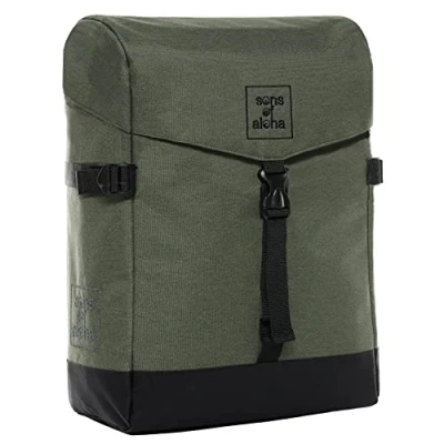 Afbeelding van SONS OF ALOHA 2 in 1 fietstas en schoudertas, combi verbeterde versie, messenger bag, bagagedragertas, schoudertas met klik Fix, gerecycled zeeplastic, waterafstotend, groen olijf