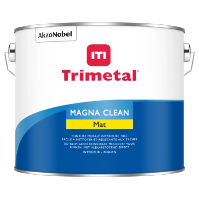 Afbeelding van Trimetal Magna Clean Mat Matte binnenmuur verf water en vetafstotend ( 2 in 1) Kleur RAL 9010 Pure White gebrokenwit) 2.50 L