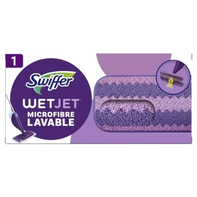 Afbeelding van Swiffer Wetjet Spray bezem, wasbaar, herbruikbaar, microvezeldoek, houdt stof en vuil vast, ontworpen voor alle soorten vloeren