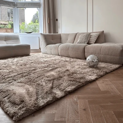 Afbeelding van Hoogpolig vloerkleed Odelia bruin/taupe Interieur05 240 x 330 cm (X)