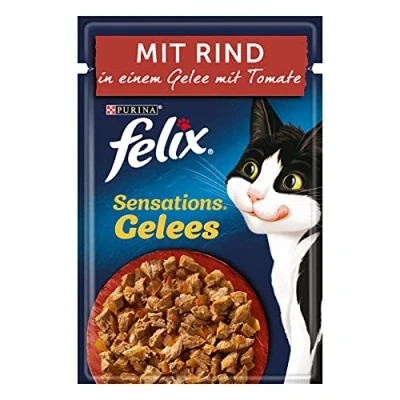 Afbeelding van FELIX Sensations Geles Kattenvoer, nat, met rundvlees en tomaat in gelei, 26 stuks (26 x 85 g)