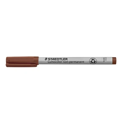 Afbeelding van STAEDTLER Foliestift niet permanent Lumocolor, bruin, wateroplosbaar, Made in Germany, lange levensduur, F punt met lijnbreedte ca. 0,6 mm, 10 bruine universele stiften kartonnen etui, 316 7