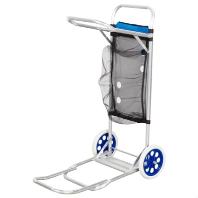 Afbeelding van Aktive 62683 Tafelwagen voor het strand, 42 x 100 50 cm, 2 in 1 transportwagen, opvouwbaar, inclusief tas en hulprooster, wielen 21 frame plaat van aluminium, maximale draaglast 20 kg