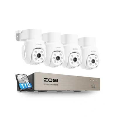 Afbeelding van ZOSI 1080p Bewakingscameraset 8CH 5MP DVR Recorder Systeem 1TB HDD met 4X 2MP CCTV Buiten/Binnen Beveiligingscamera, 360 Pan &amp; Tilt, Persoon/Voertuigdetectie, Nachtzicht