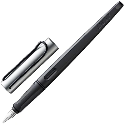 Afbeelding van Lamy joy AL kalligrafievulpen vulpen met ergonomische greep &amp; gepolijste stalen pen in lijnbreedte 1,9 mm kalligrafie trekveer incl. inktpatroon T 10 blauw