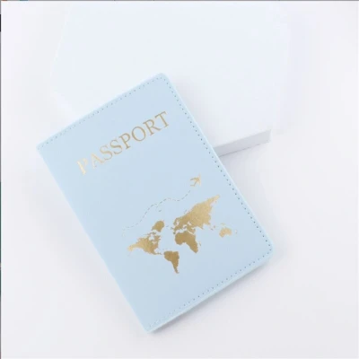 Afbeelding van Wereldkaart Premium Lederen Paspoorthoes Paspoorthouder Paspoort Protector Blauw
