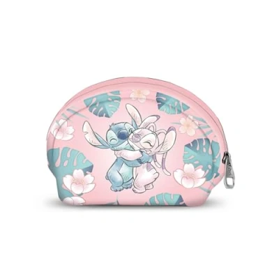 Afbeelding van Disney Lilo and Stitch Hug Casual Ovale Portemonnee met Munten, Roze, 12 x 9 cm, Roze en Stitch, Eén maat,