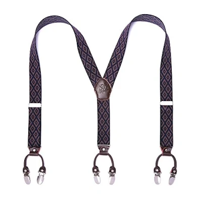 Afbeelding van KANGDAI Bretels, voor heren, breed, 6 clips, Y achterkant, verstelbaar, elastisch, duurzaam, clips van sterk metaal, One Size
