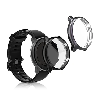 Afbeelding van kwmobile 2x smartwatch hoes geschikt voor Huami Amazfit GTR 2 / 2e hoesje Siliconen sporthorloge cover Activity tracker case in zwart grijs