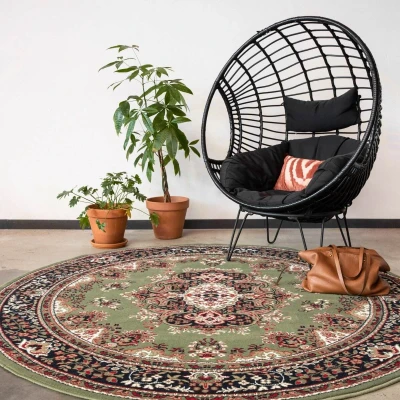 Afbeelding van Interieur05 Rond Vintage vloerkleed Nain Perzisch Groen 100 Ã ̃