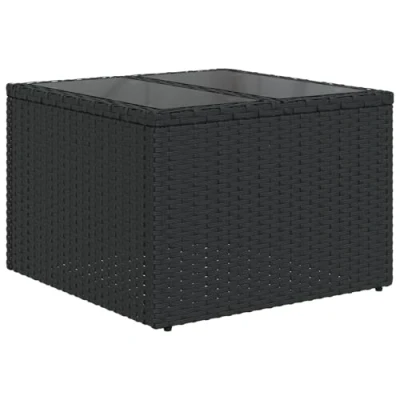 Afbeelding van vidaXL 8 delige Tuin Sofa Set met Kussens Zwart Poly Rattan, 2 zits Opslag &amp; Rattan