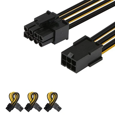 Afbeelding van J&amp;D 6 pins naar 8 PCIe Express Power Adapter Kabel, (3 Stuks) Grafische Videokaart Voedingskabeladapter, 4 inch / 10 cm, Zwart