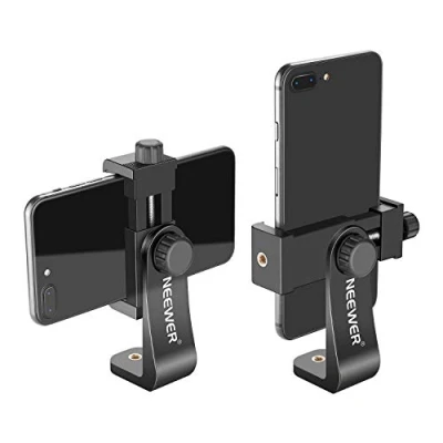Afbeelding van Neewer Verticale smartphonehouder met 1/4 inch statiefmontage, dator, clip, telefoonstatief, compatibel 13 Pro Max/12/11 Max/X/XR, Galaxy S20+/S20, Huawei P40 (zwart)