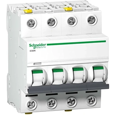 Afbeelding van Schneider A9F04416 stroomonderbreker iC60N, 4P, 16A, C karakteristiek, zwart