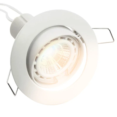 Afbeelding van GU10 Led inbouwspot wit, flame (2200K), kantelbaar, 5W vervangt 50W, zaagmaat Ø73mm, buitenmaat Ø83,5mm
