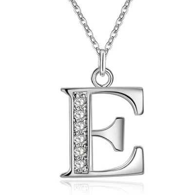 Afbeelding van Zilverkleurige Letter E Dames Ketting met Zirkonia
