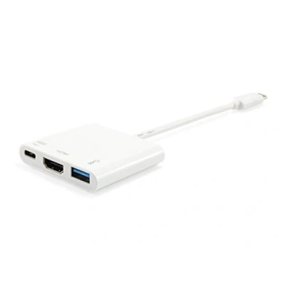 Afbeelding van Equip 133461 USB Type C to HDMI Female/USB A Female/PD Adapter, 4k, Pastic, 15cm, White