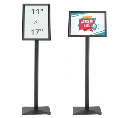 Afbeelding van VEVOR Houder voor voetstukborden, 27,6 x 40 cm verticaal en horizontaal verstelbare posterstandaard, zware staande bordhouder met metalen basis weergave, reclame buiten, zwart