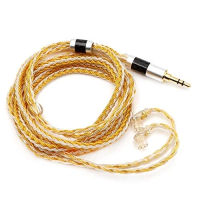 Afbeelding van Linsoul Tripowin Zonie 16 kern verzilverde kabel SPC oortelefoon voor KZ ZS10 Pro, ZSX, ZSN Pro NF2u, verzonken 2pin IEMs(Recessed 3.5mm,Gold)