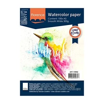 Afbeelding van Aquarelpapier Intense White A5 300 grams Gladde Structuur Smooth Florence 100 vellen