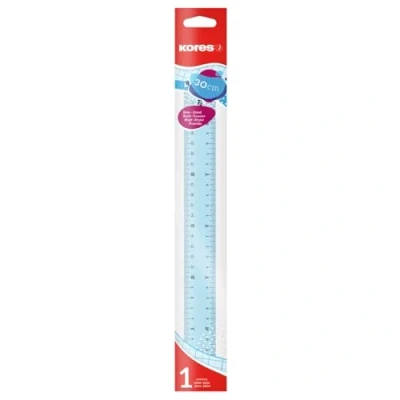 Afbeelding van Kores 30 cm transparante liniaal met inktrand voor kinderen en scholieren, licht, school kantoorbenodigdheden, enkele verpakking in gesorteerde kleuren