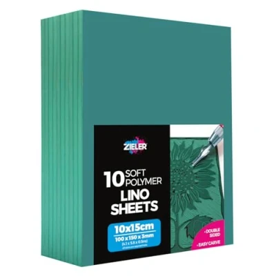 Afbeelding van Lino Sheets Printing Block by Zieler® Dubbelzijdig, Easy Carve Soft A6 (150x100x3mm) vellen. Ideaal voor school of thuis (Pack van 10)
