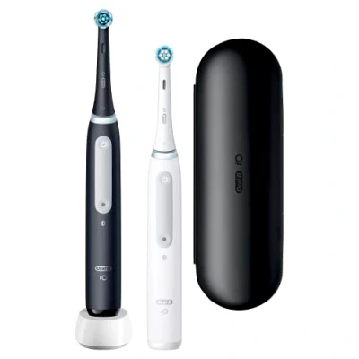 Afbeelding van Oral B Elektrische tandenborstel IO 4 Duopack met magnet technologie, reinigingsstanden, reisetui