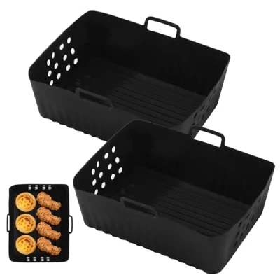 Afbeelding van 2 stuks accessoires voor luchtfriteuse, houder Ninja Double Stack XL SL400EU, siliconen vorm met ontluchting, Foodi Max Dual Zone Air Fryer SL400EU SL401EU AF300